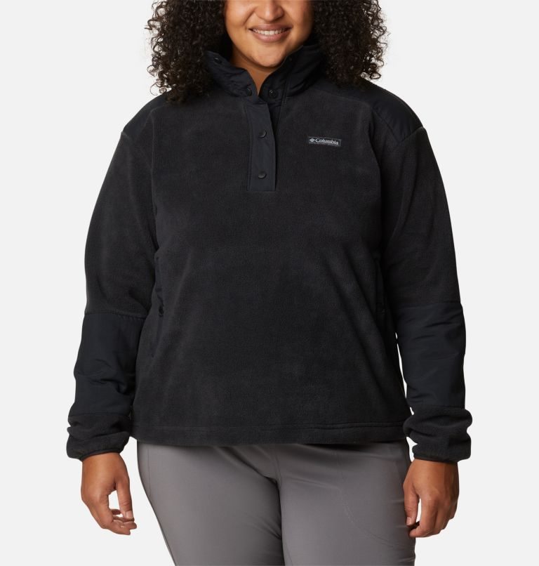 Women\'s Columbia Benton Springs Crop Sweatshirts Black | Plus Size CA-Y840A